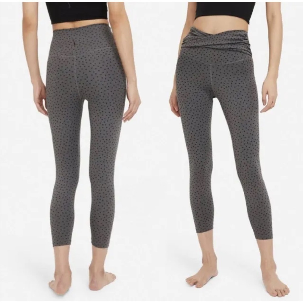 Nike Yoga Tights Womens S Dry Dot Twist 7/8 Capri Length Gray Black Nwt